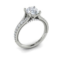 14K White Gold Oval Diamond Vintage Split Shank Ring