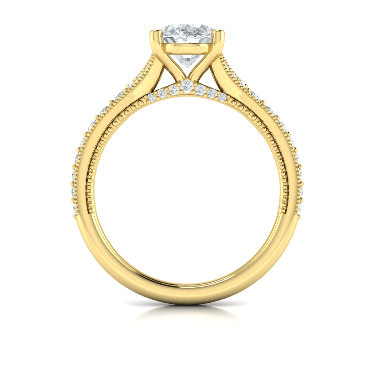 14kt Yellow Gold Oval Diamond Vintage Split Shank Ring