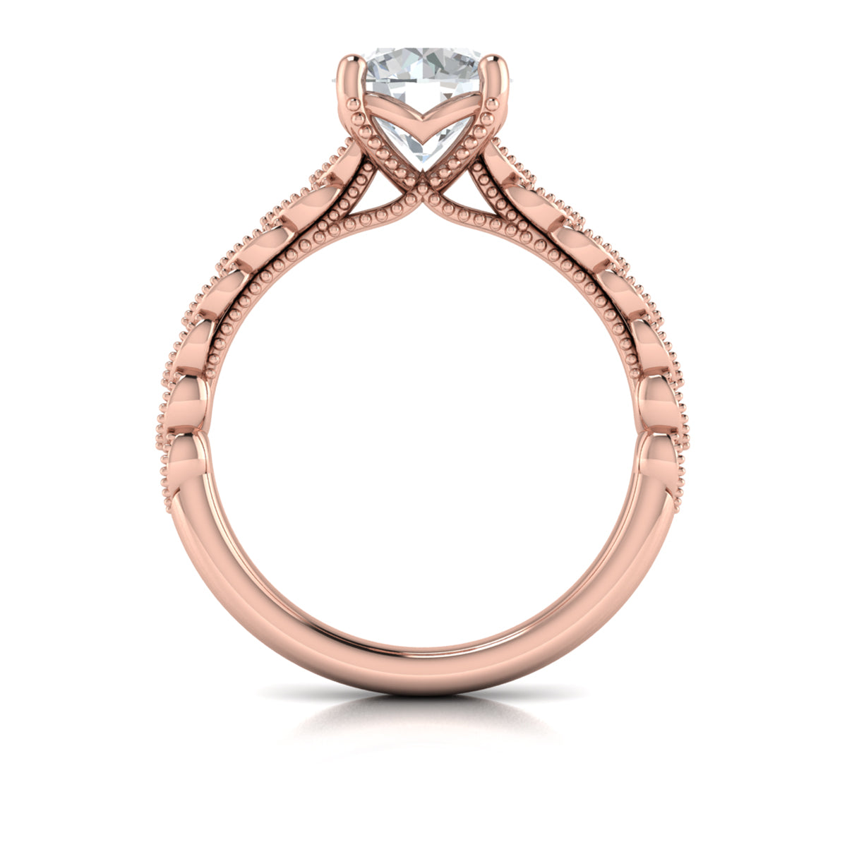 14kt Rose Gold Round Diamond Modern Vintage Ring