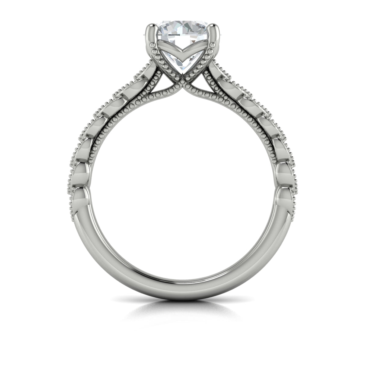 14K White Gold Modern Vintage Diamond Engagement Ring