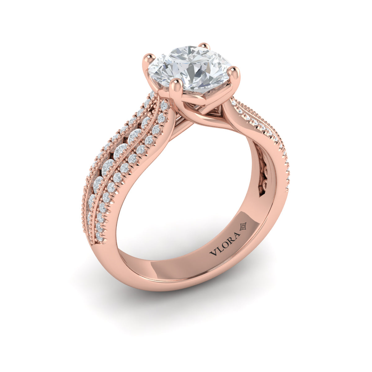 14kt Rose Gold Round Diamond Engagement Ring