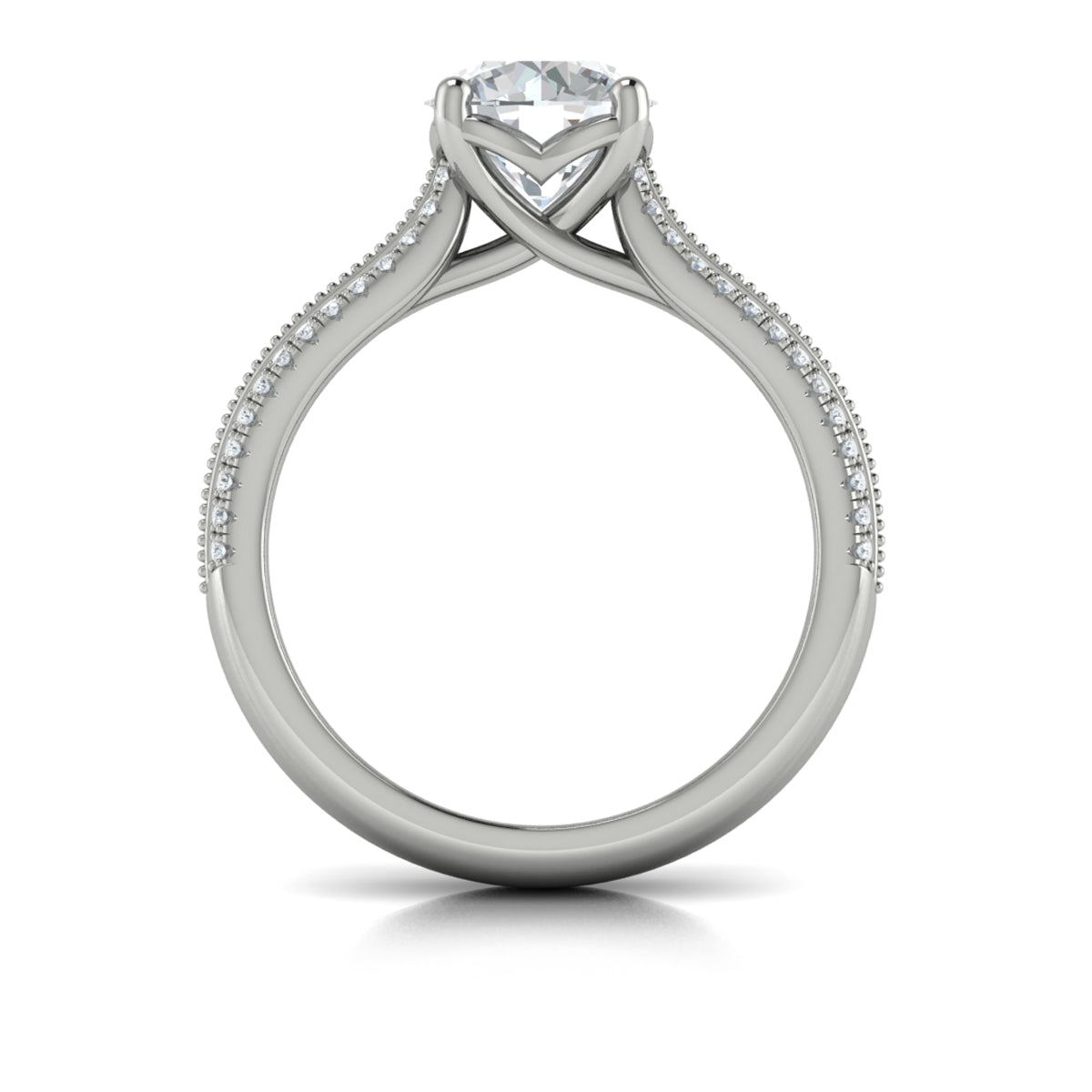 14K White Gold Round Diamond Vintage Engagement Ring