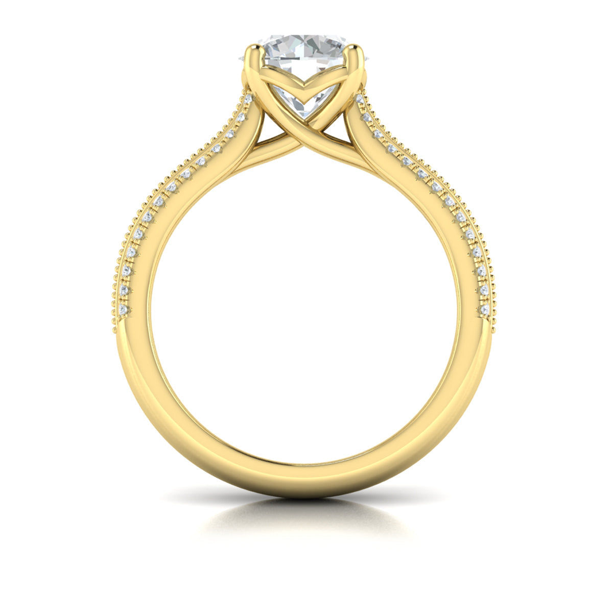 18kt Yellow Gold Round Diamond Vintage Engagement Ring