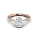 18kt Rose Gold Oval Diamond Bezel Engagement Ring