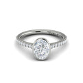 14K White Gold Oval Diamond Bezel Engagement Ring