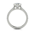 14K White Gold Oval Diamond Bezel Engagement Ring