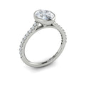 14K White Gold Oval Diamond Bezel Engagement Ring