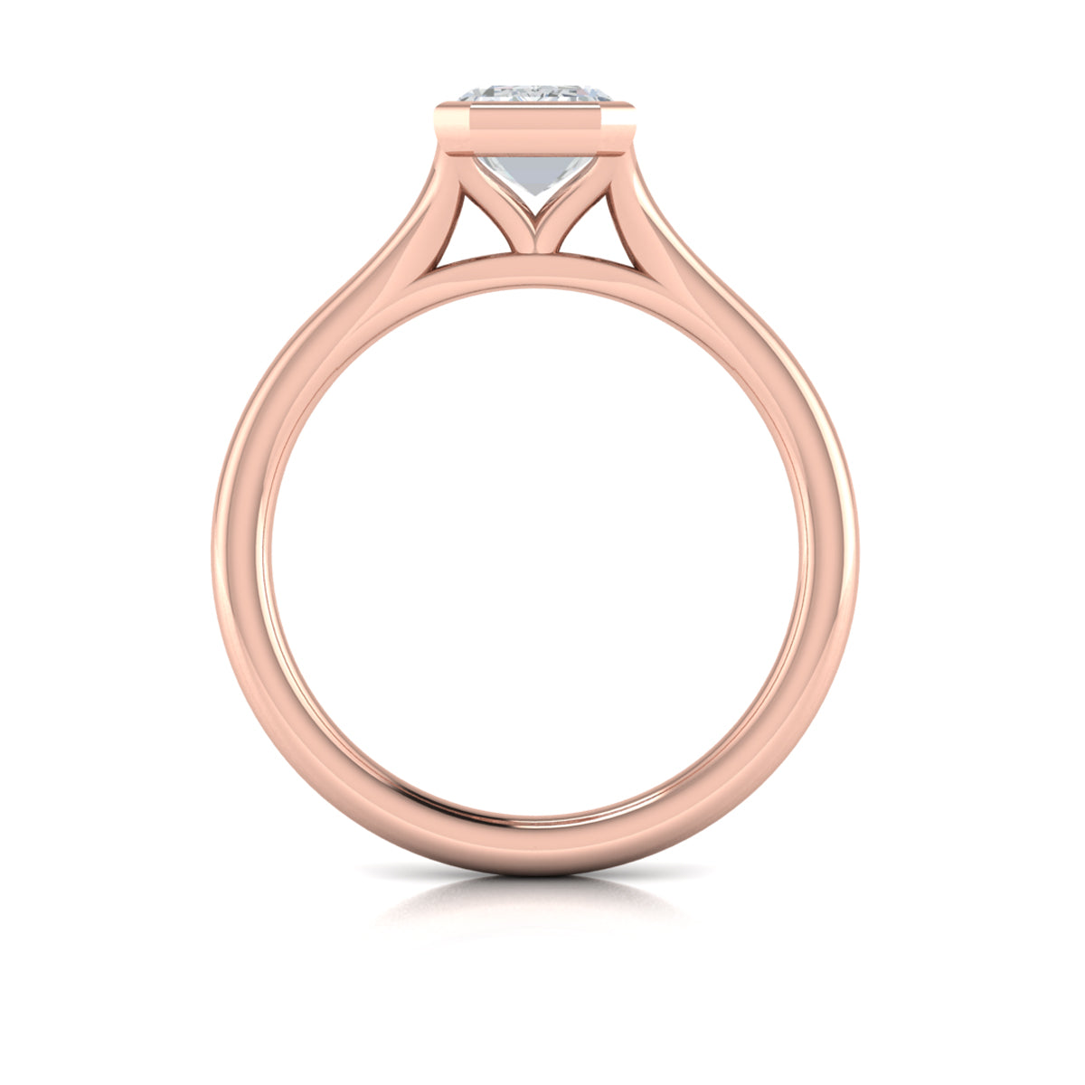 14kt Rose Gold Emerald Cut Bezel Engagement Ring