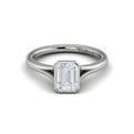 14K White Gold Emerald Cut Bezel Engagement Ring