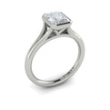 14K White Gold Emerald Cut Bezel Engagement Ring