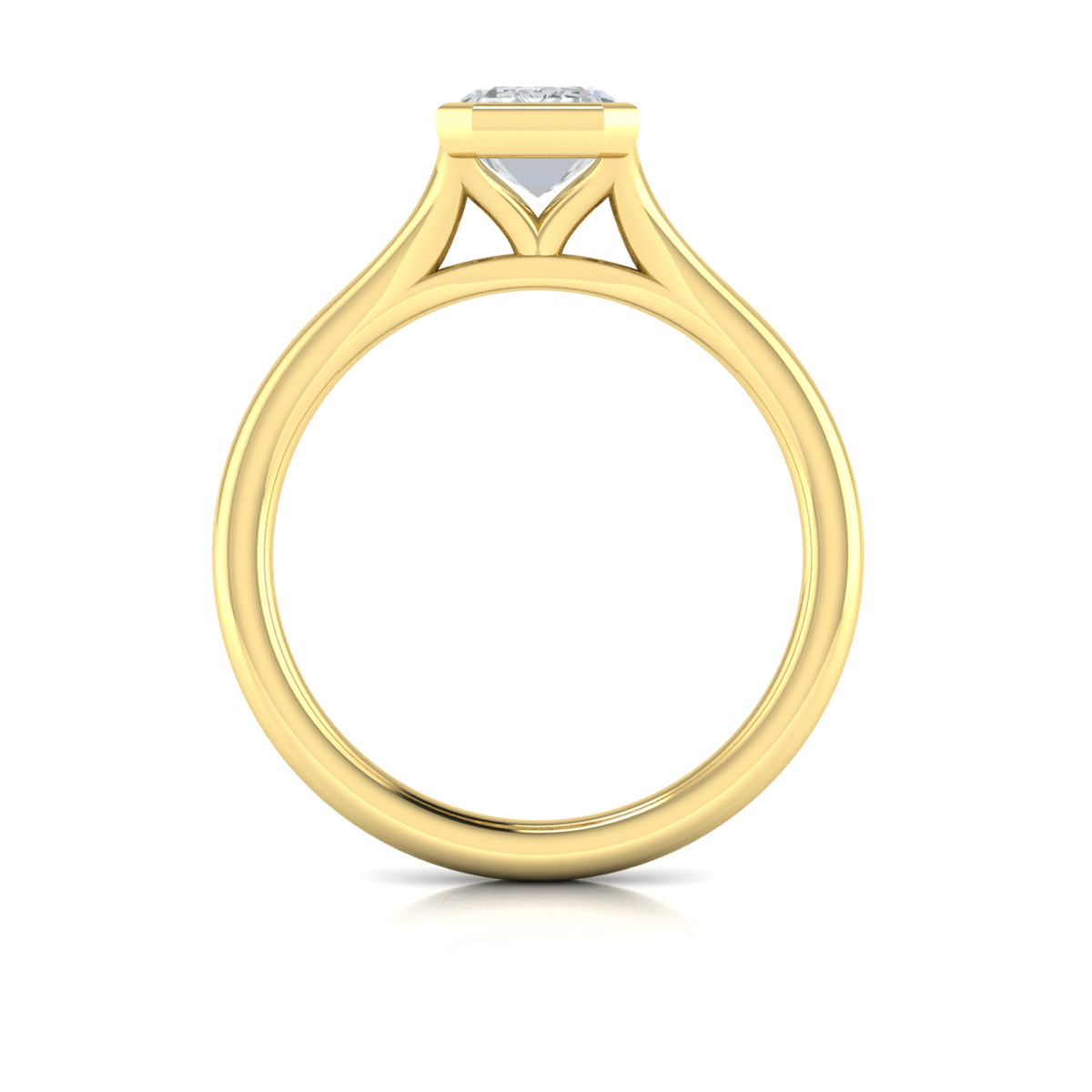 18kt Yellow Gold Emerald Cut Bezel Engagement Ring