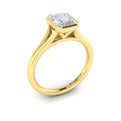 18kt Yellow Gold Emerald Cut Bezel Engagement Ring