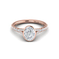 18kt Rose Gold Oval Diamond Bezel Engagement Ring