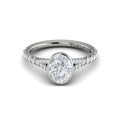 14K White Gold Oval Bezel Diamond Engagement Ring