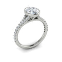 14K White Gold Oval Bezel Diamond Engagement Ring