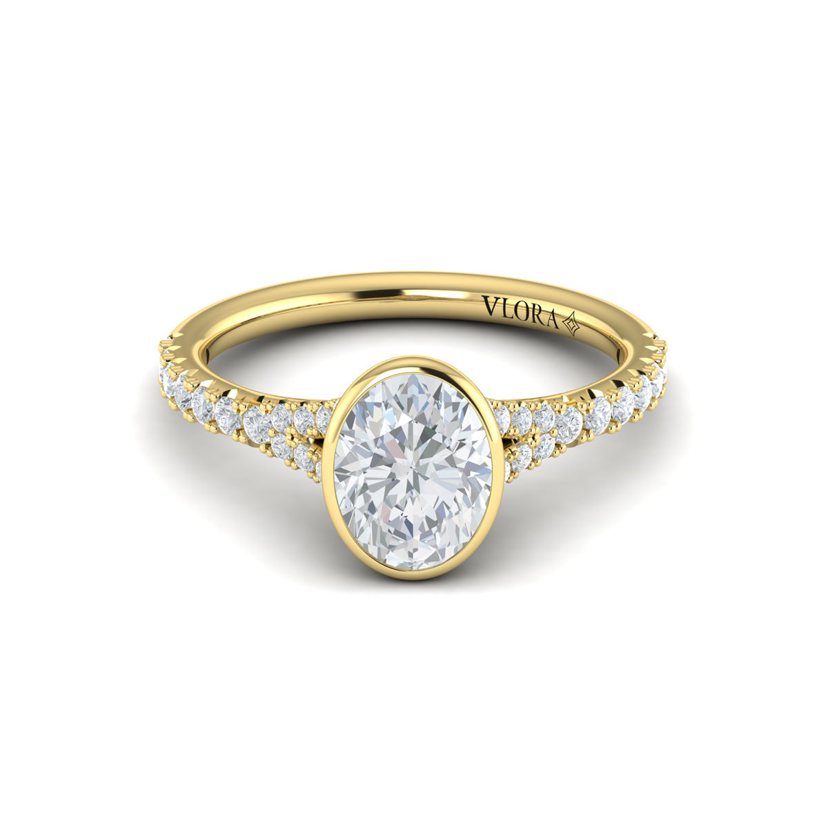 14kt Yellow Gold Oval Diamond Bezel Engagement Ring