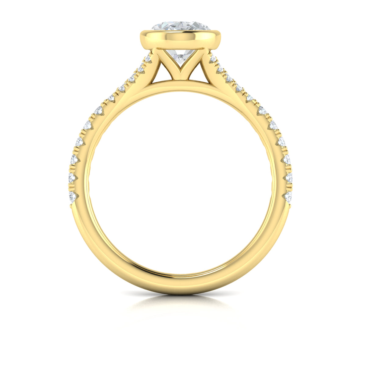 14kt Yellow Gold Oval Diamond Bezel Engagement Ring