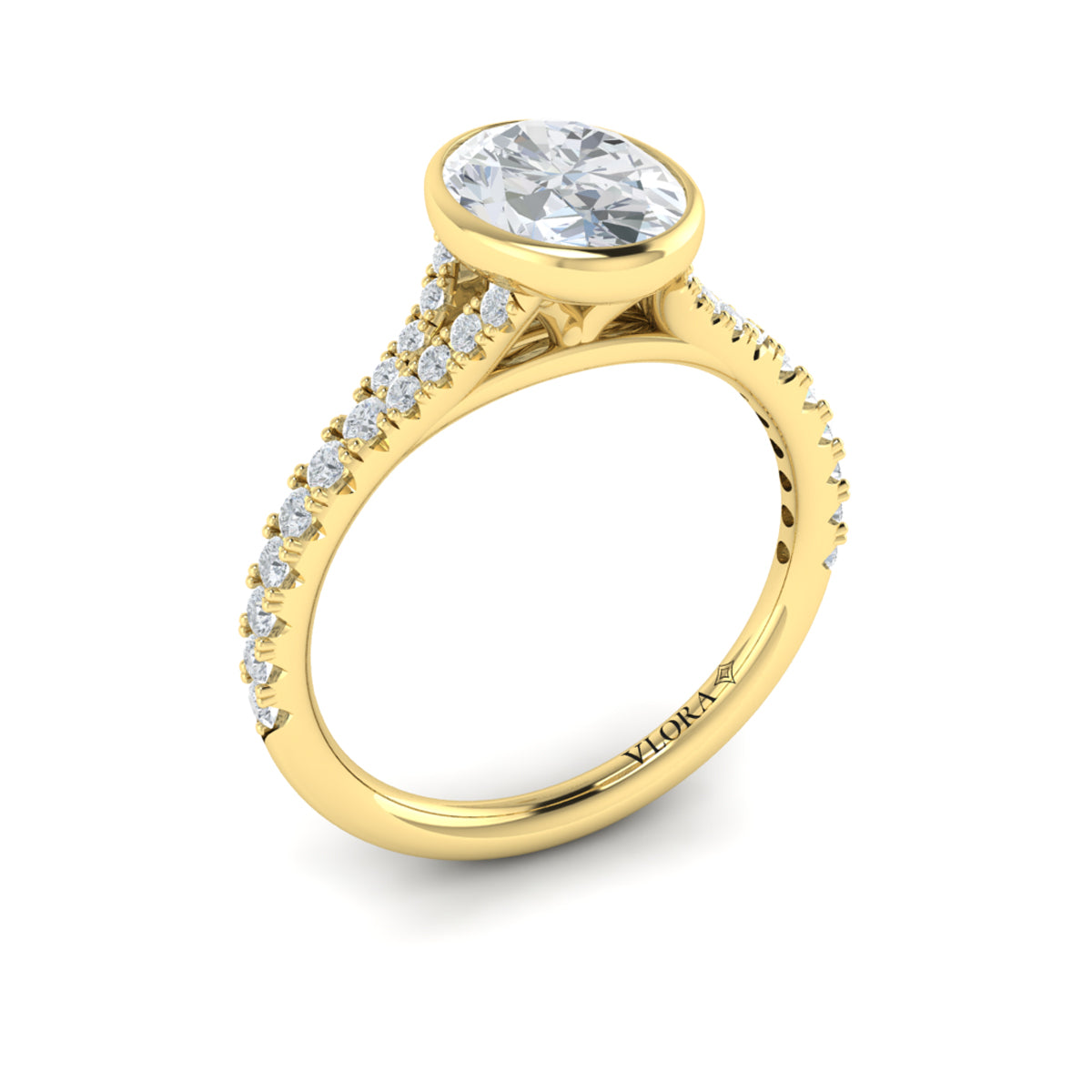 14kt Yellow Gold Oval Diamond Bezel Engagement Ring