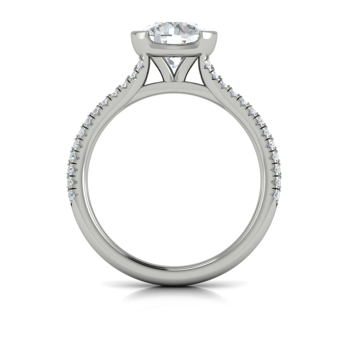 14K White Gold Round Diamond Split Shank Ring