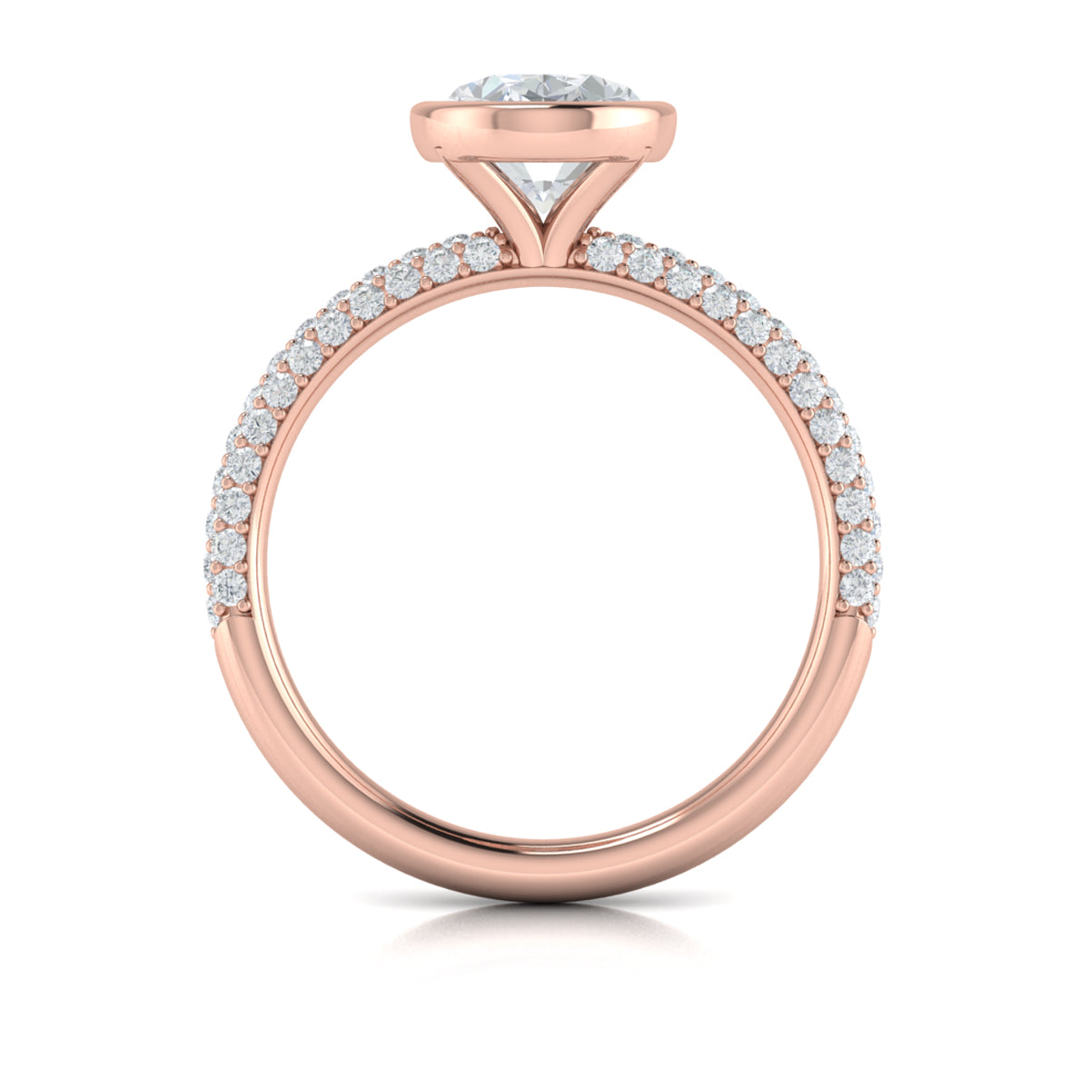14kt Rose Gold Oval Diamond Bezel Engagement Ring
