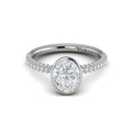 14K White Gold Oval Bezel Diamond Engagement Ring