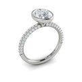 14K White Gold Oval Bezel Diamond Engagement Ring