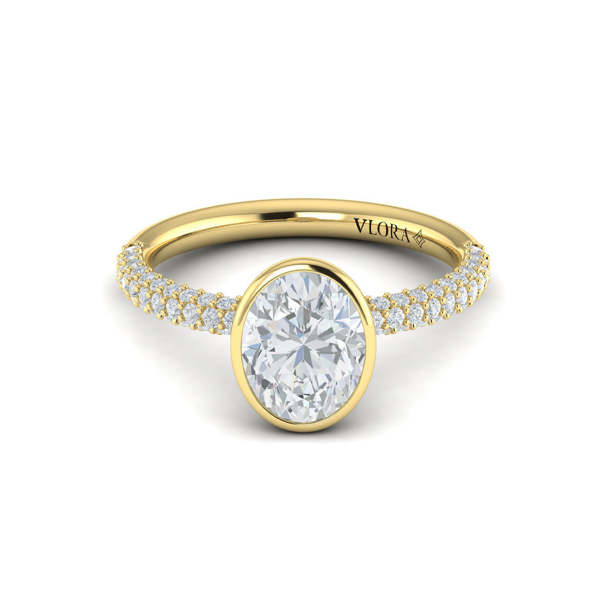 14kt Yellow Gold Oval Diamond Bezel Engagement Ring