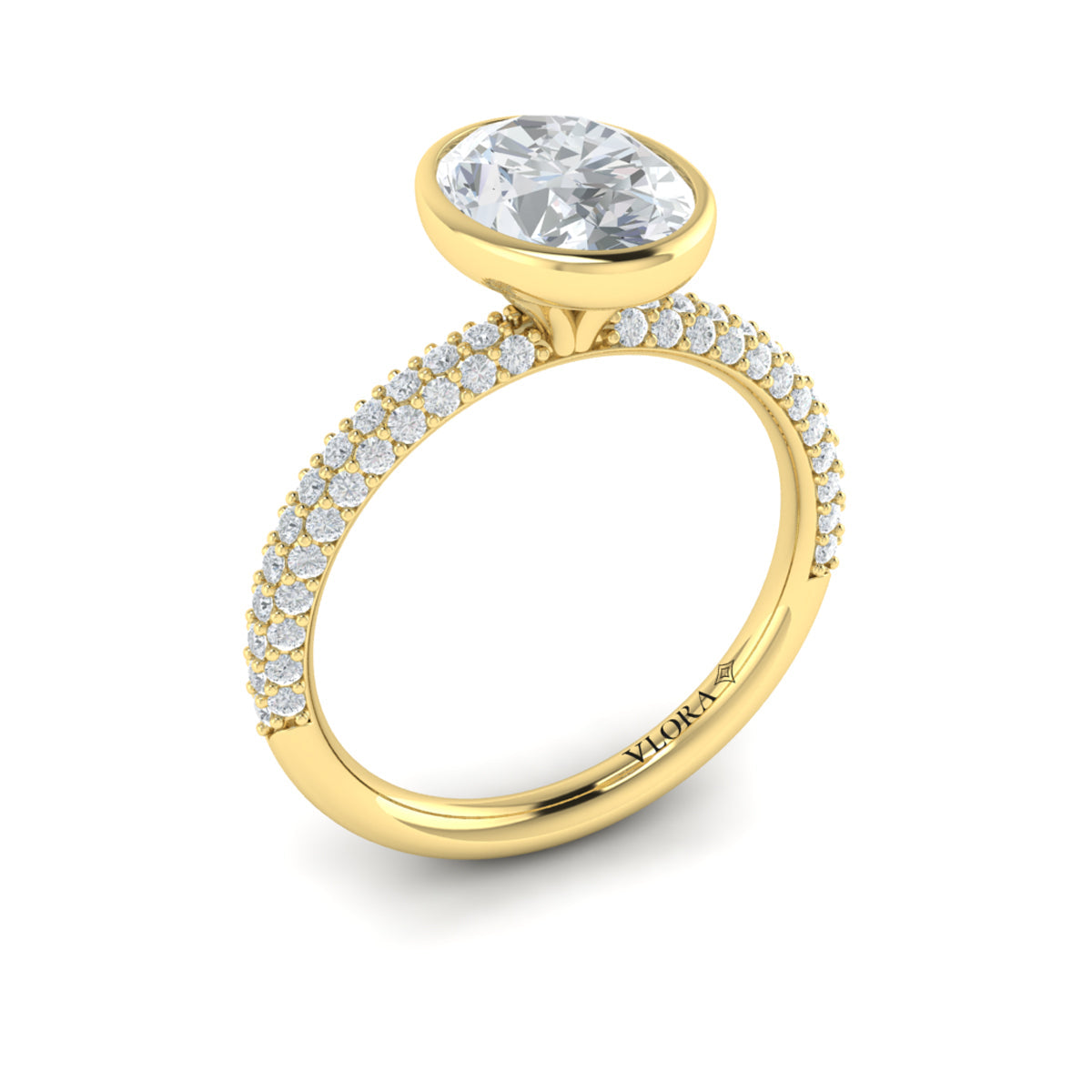 14kt Yellow Gold Oval Diamond Bezel Engagement Ring