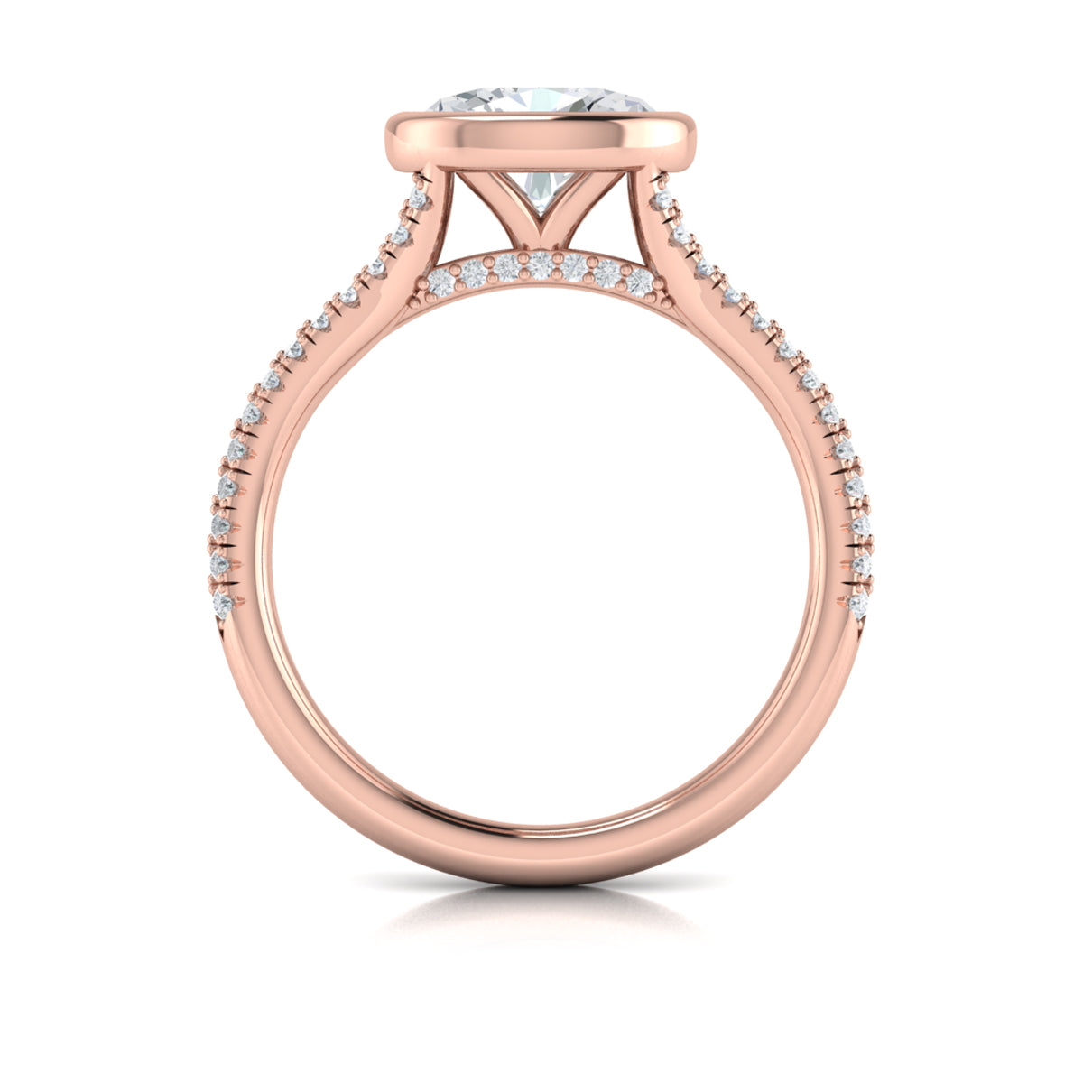 14kt Rose Gold Oval Diamond Bezel Engagement Ring