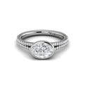 14K White Gold Oval Diamond Bezel Split Shank Ring