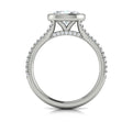 14K White Gold Oval Diamond Bezel Split Shank Ring