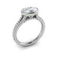 14K White Gold Oval Diamond Bezel Split Shank Ring