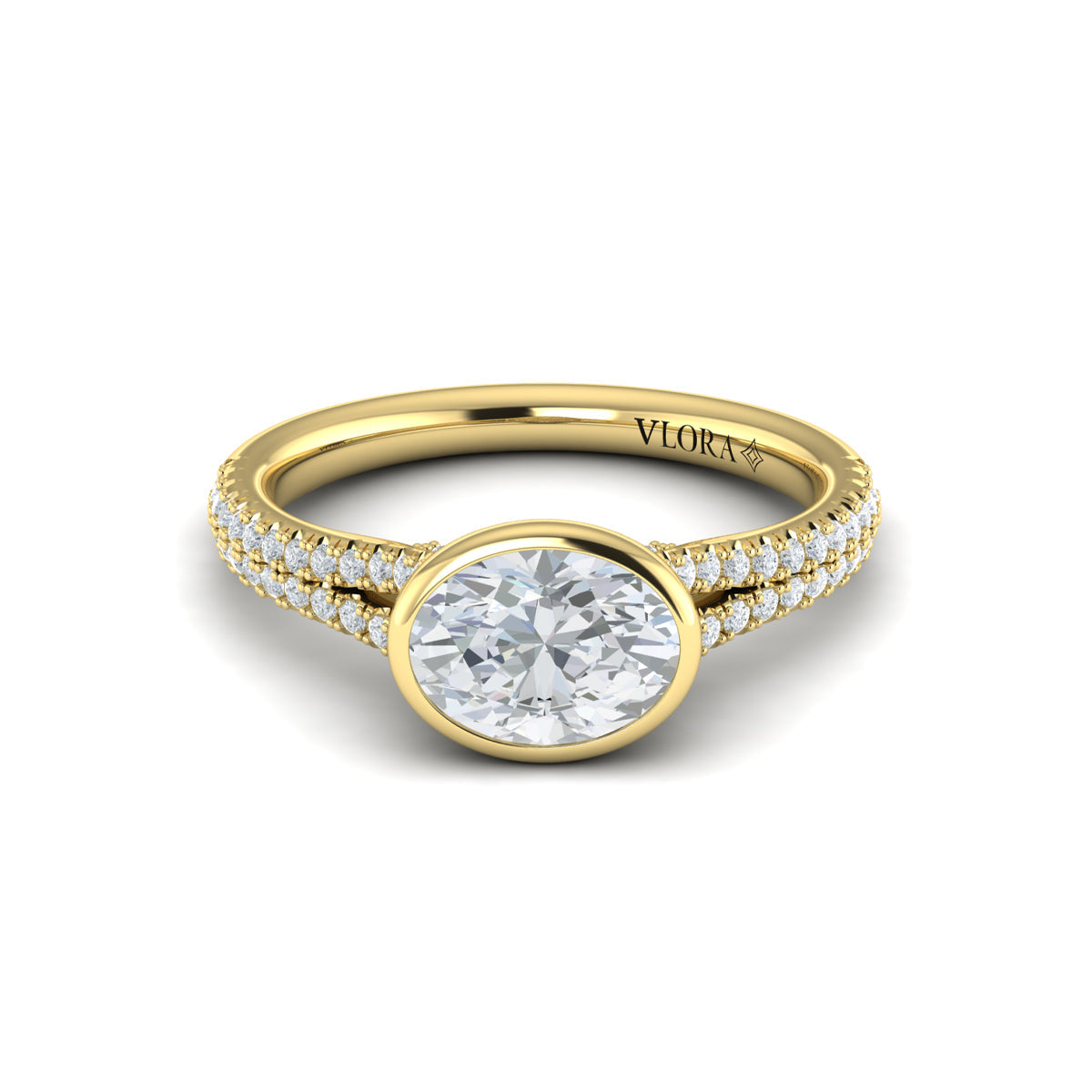 14kt Yellow Gold Oval Diamond Bezel Engagement Ring