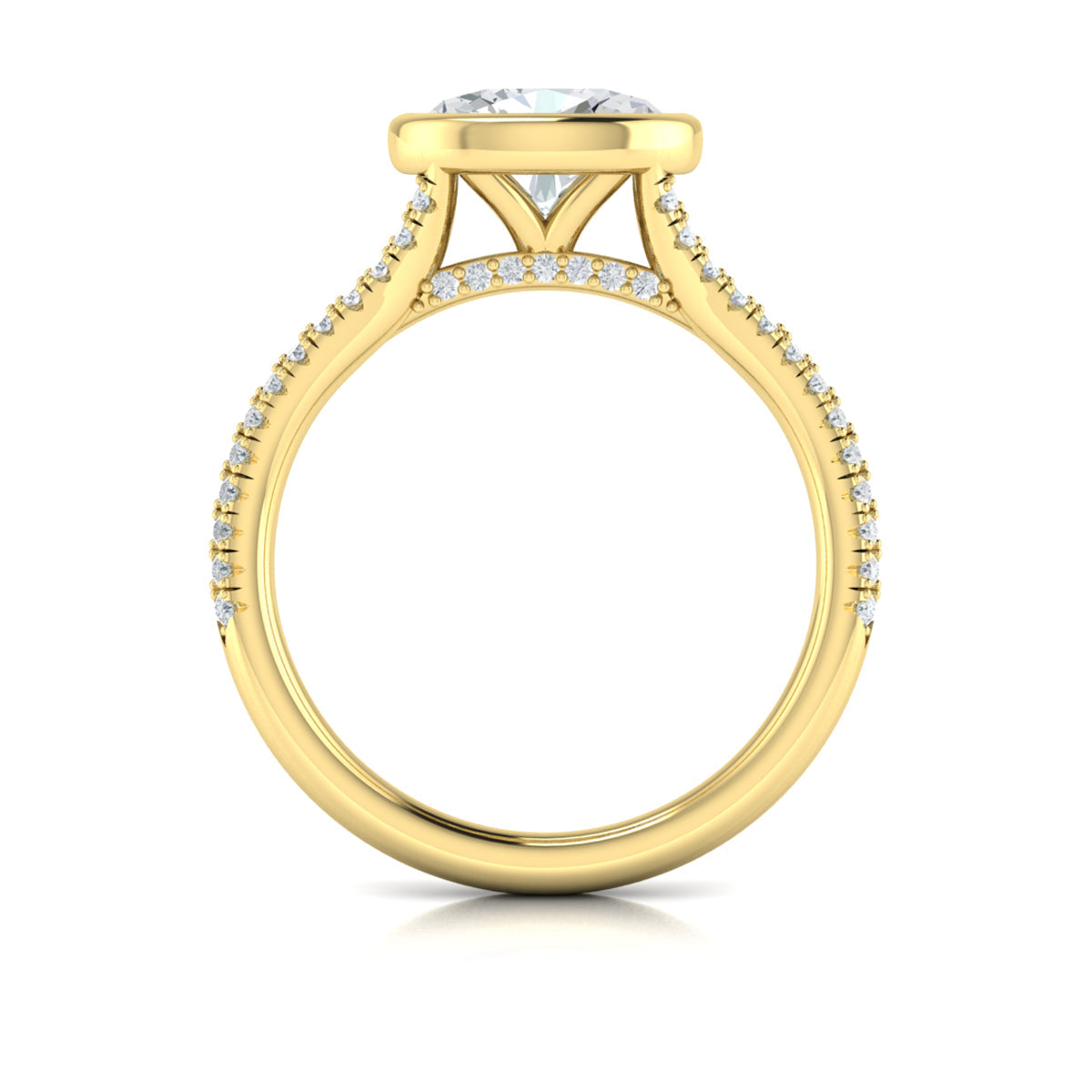 14kt Yellow Gold Oval Diamond Bezel Engagement Ring