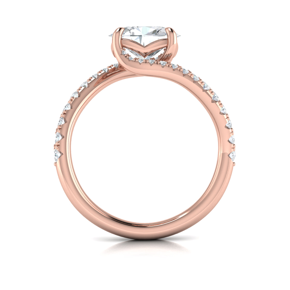 14kt Rose Gold Oval Diamond Celestial Engagement Ring