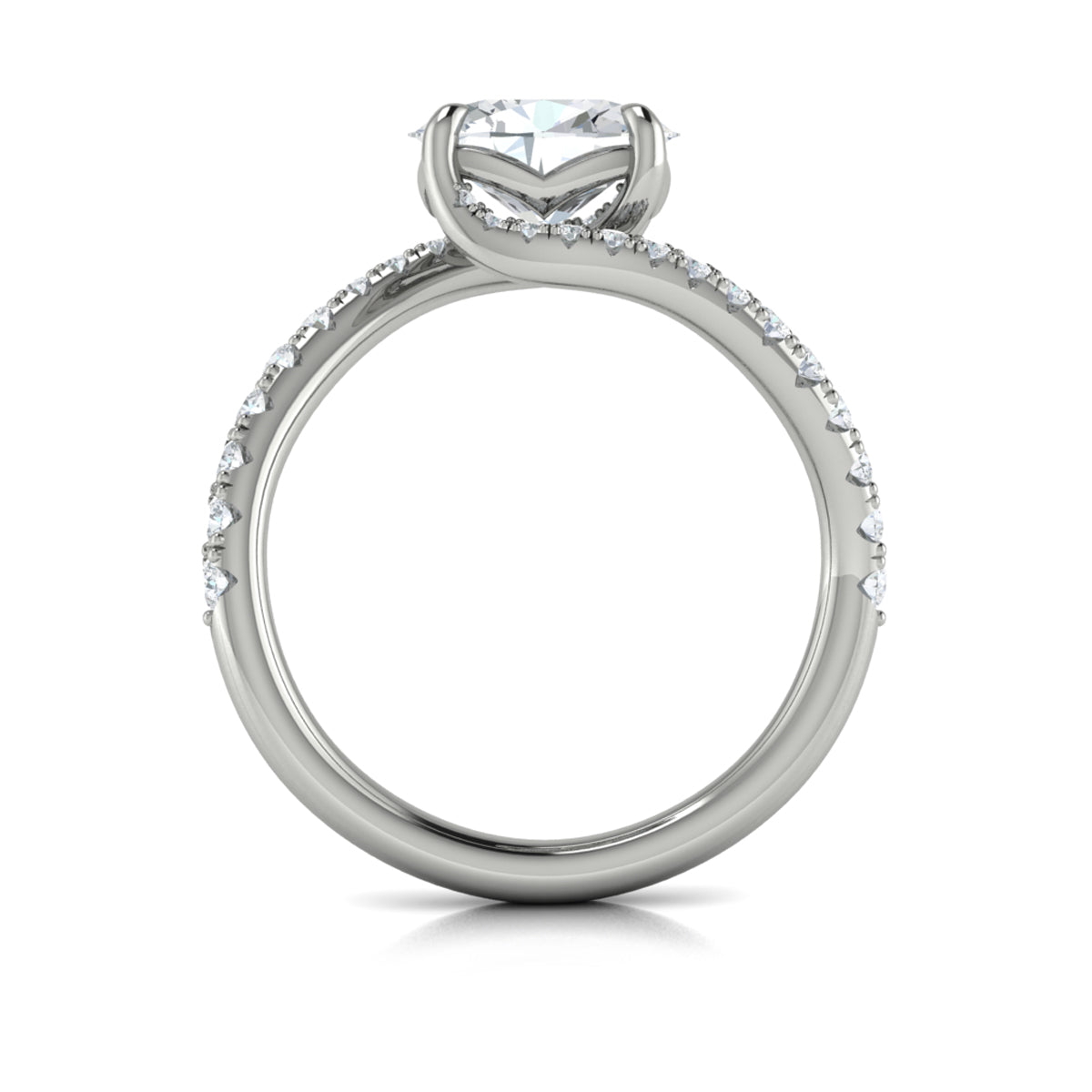 14K White Gold Oval Diamond Celestial Engagement Ring