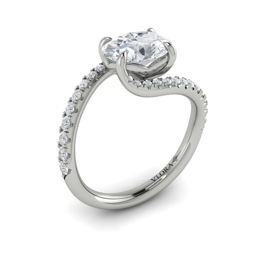 14K White Gold Oval Diamond Celestial Engagement Ring