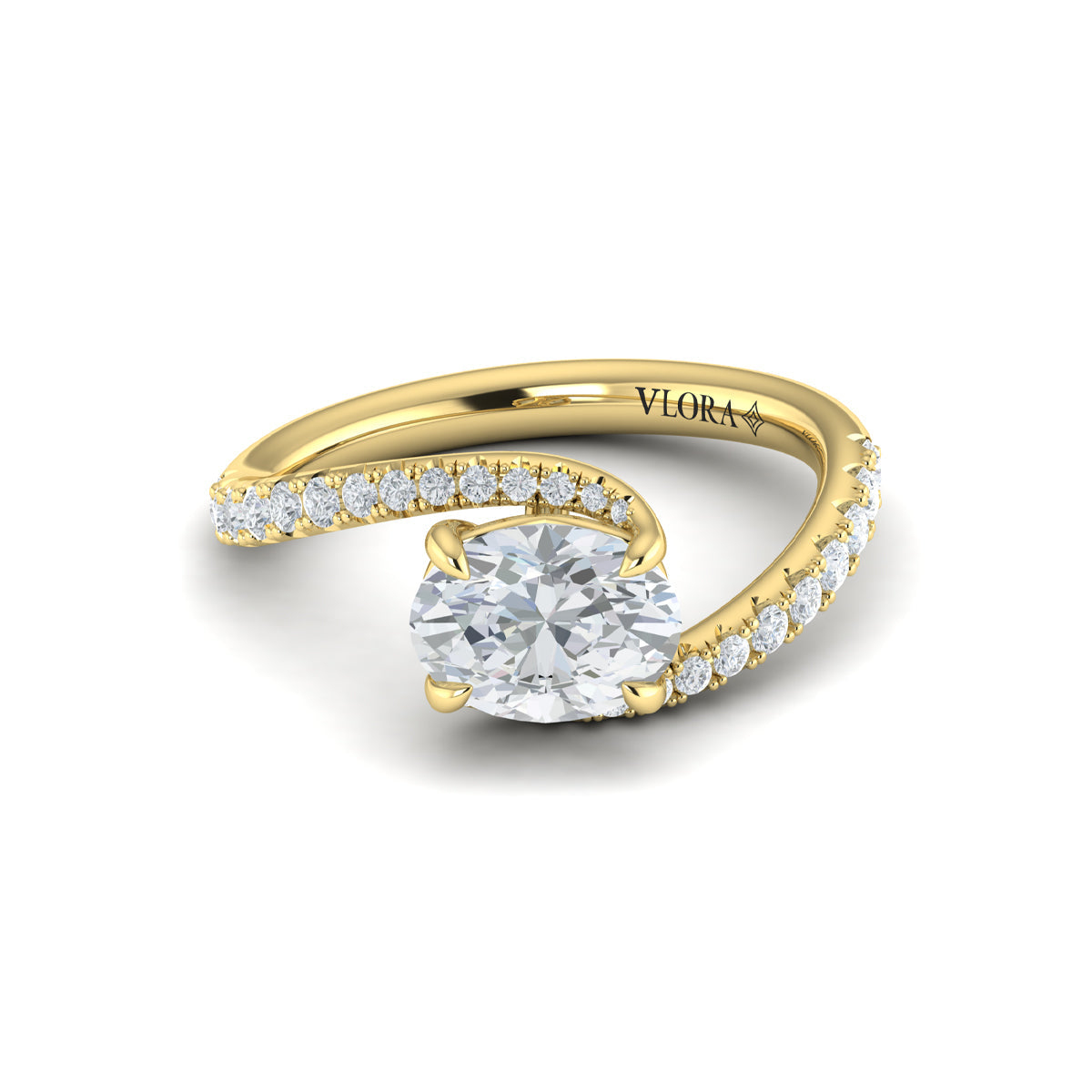 14kt Yellow Gold Oval Diamond Celestial Engagement Ring