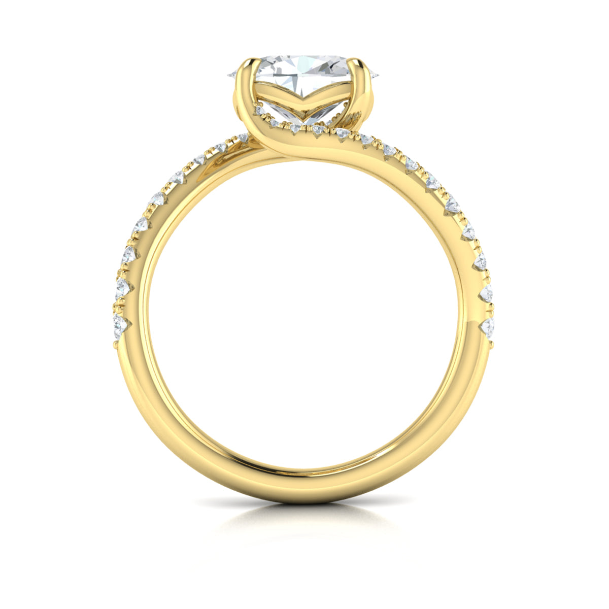 14kt Yellow Gold Oval Diamond Celestial Engagement Ring