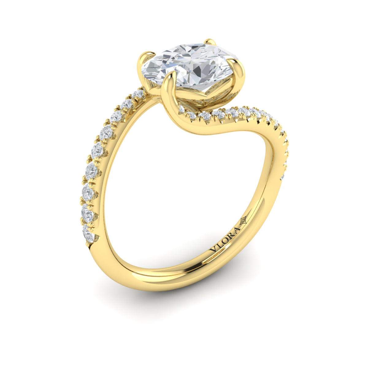14kt Yellow Gold Oval Diamond Celestial Engagement Ring