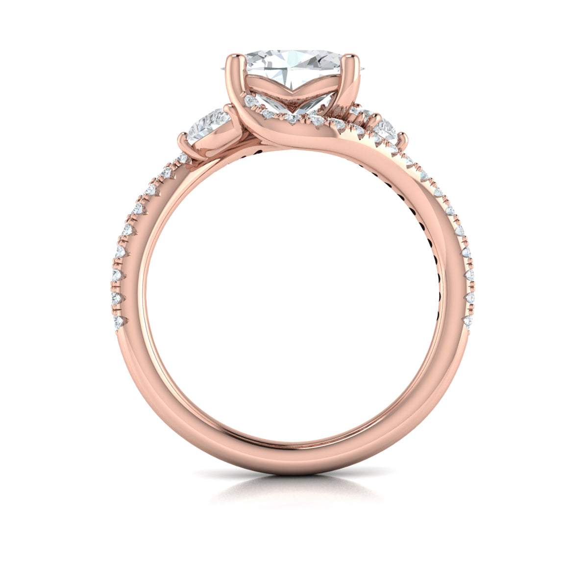 14kt Rose Gold Oval Diamond Vine Engagement Ring