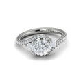 14K White Gold Oval Diamond Vine Engagement Ring