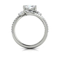 14K White Gold Oval Diamond Vine Engagement Ring