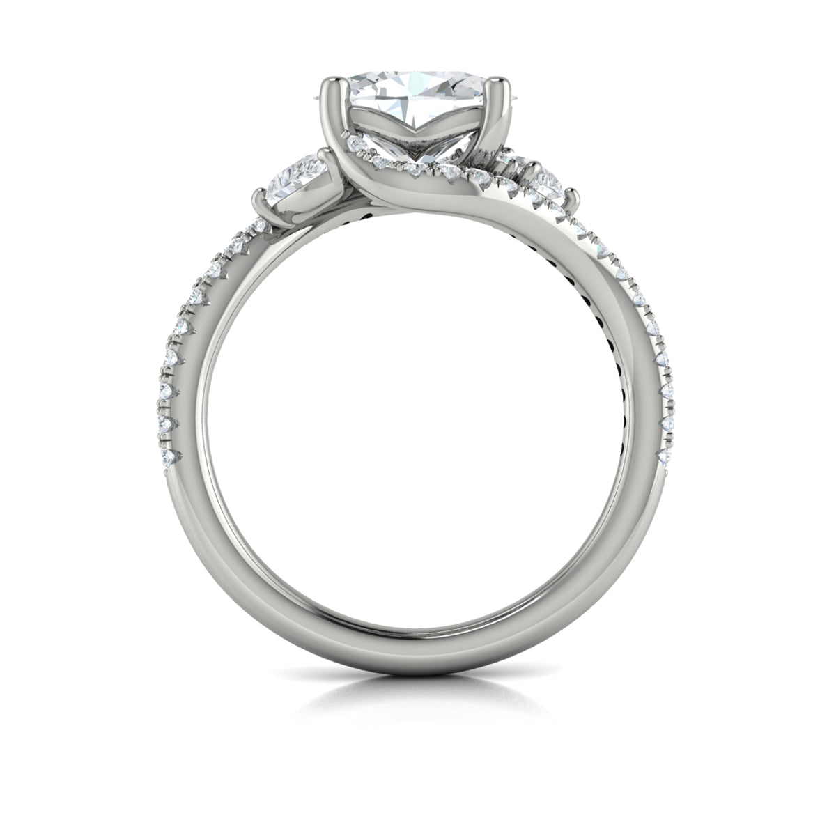 14K White Gold Oval Diamond Vine Engagement Ring