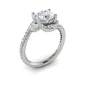 14K White Gold Oval Diamond Vine Engagement Ring