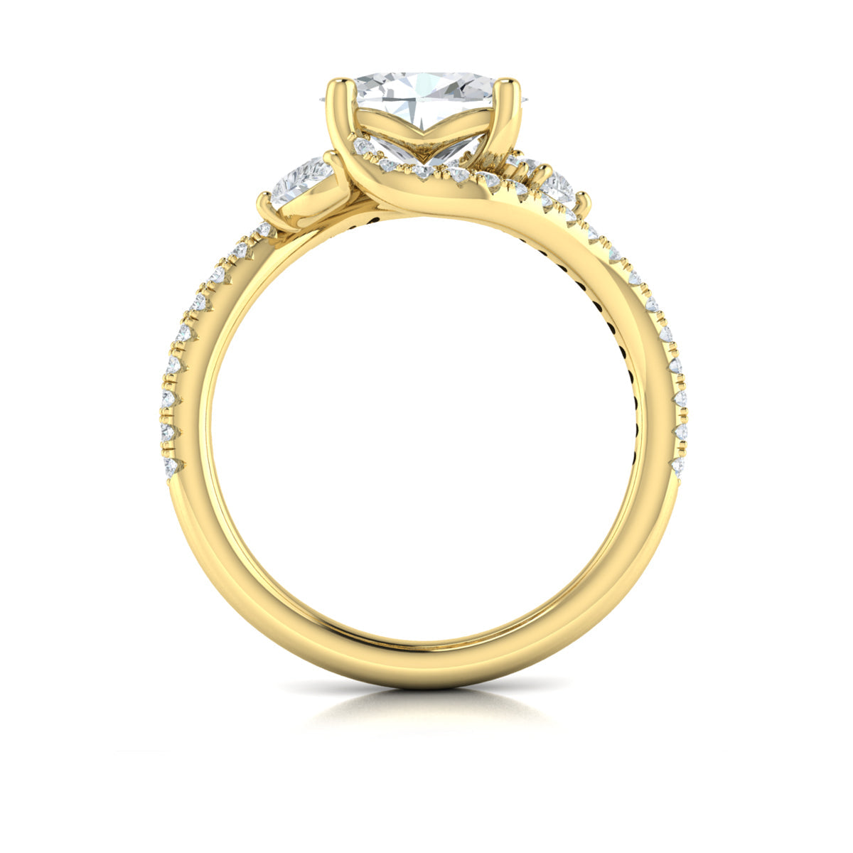 14kt Yellow Gold Oval Diamond Vine Engagement Ring