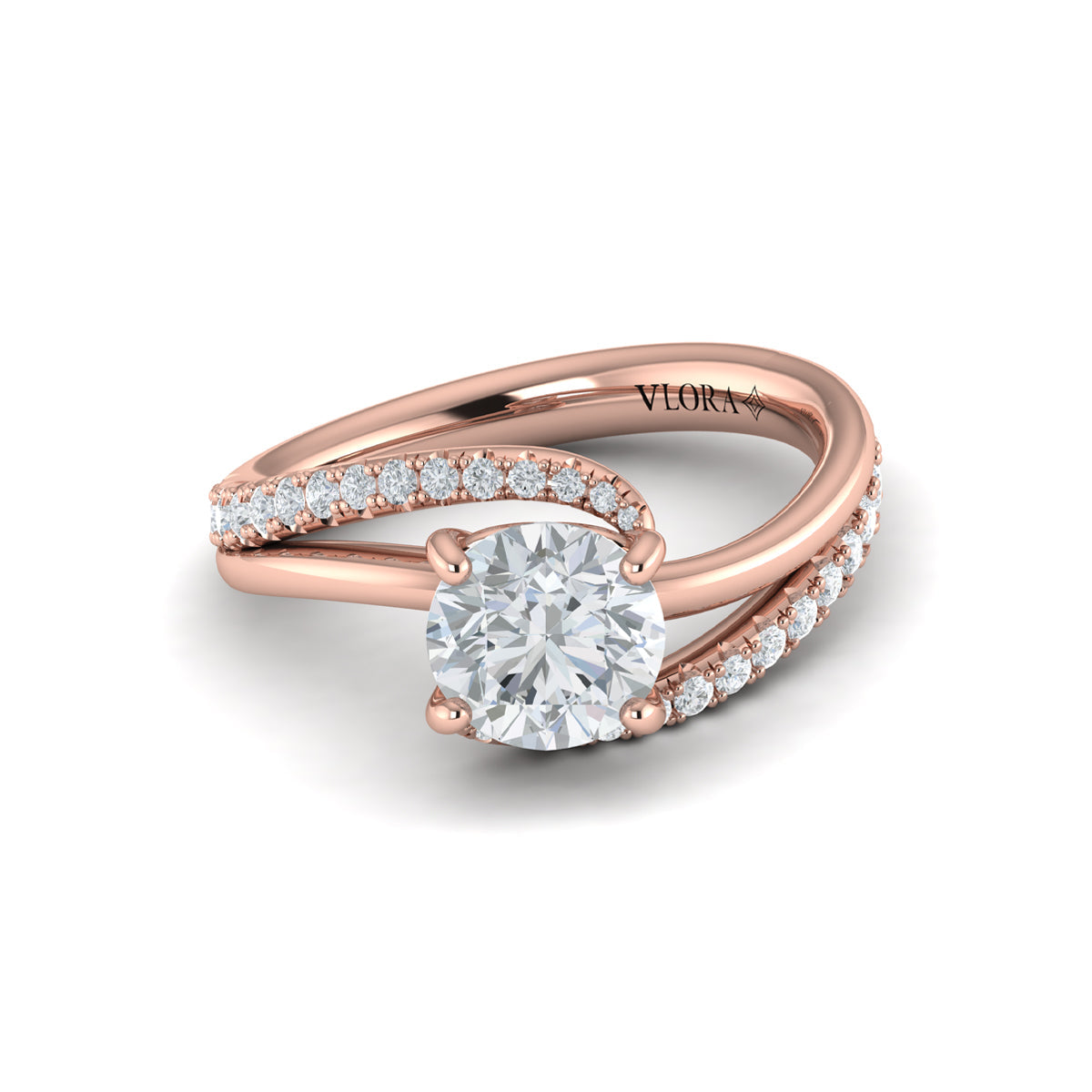 14kt Rose Gold Round Diamond Engagement Ring