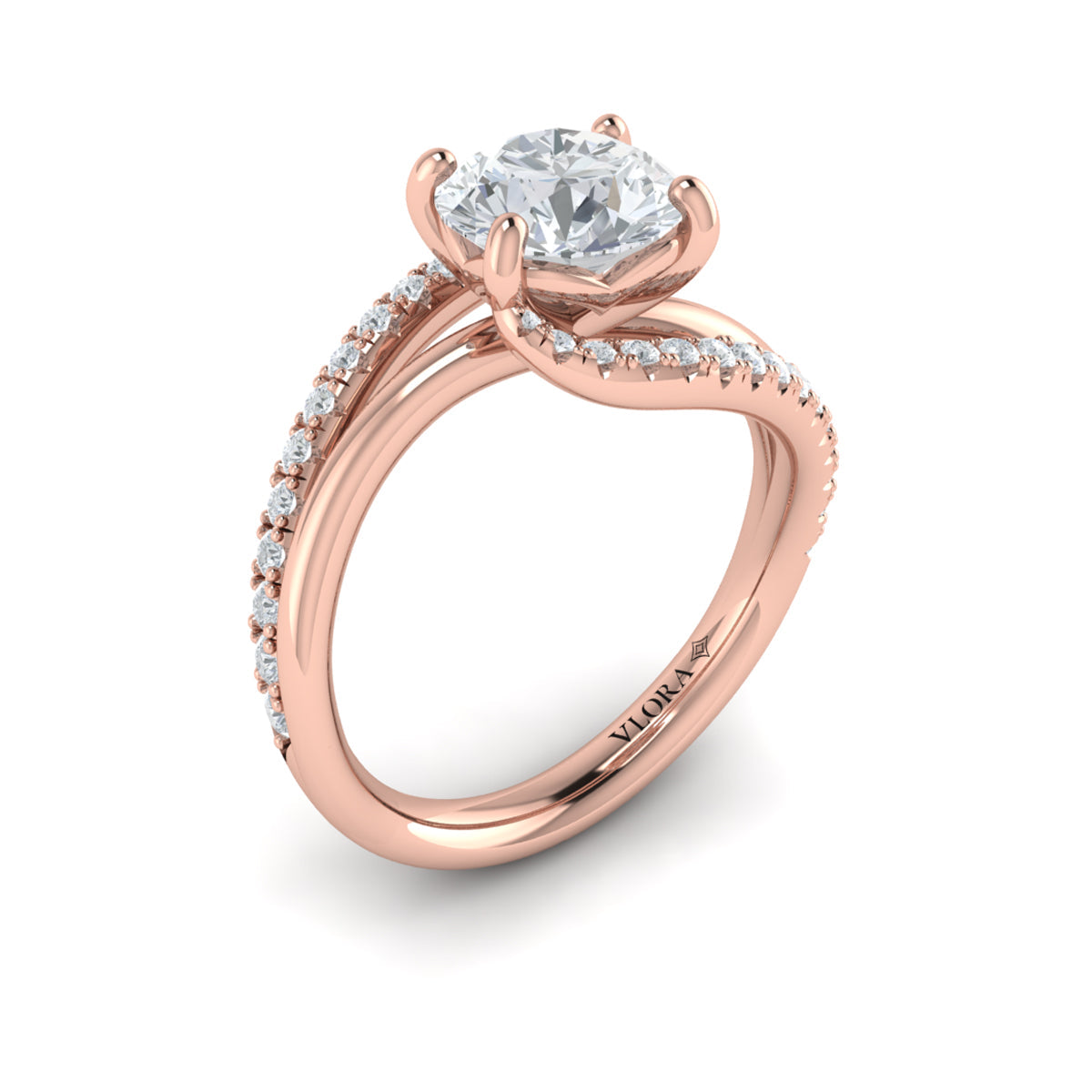 14kt Rose Gold Round Diamond Engagement Ring