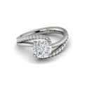 14K White Gold Round Diamond Asymmetric Engagement Ring