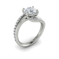 14K White Gold Round Diamond Asymmetric Engagement Ring